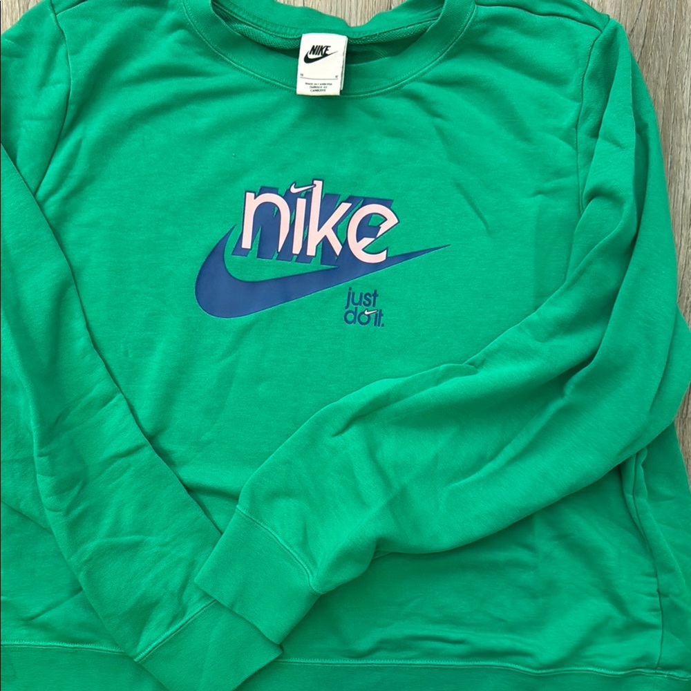 Nike Green Crewneck Sweatshirt with Blue Logo - Picture 5 of 6